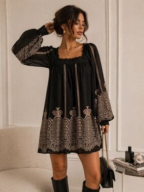 ✨ Hallhuber Lace Bohemian Mini Dress – Elevated Romantic Luxury ✨